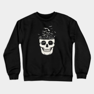 Skull art with birds Crewneck Sweatshirt